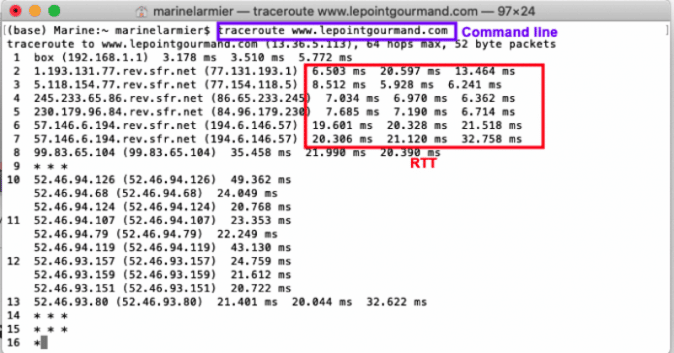 Measuring RTT with the terminal window – Source: RocketCDN